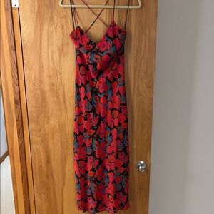 Topshop Red and Blue Slip Midi Dress for Weddings